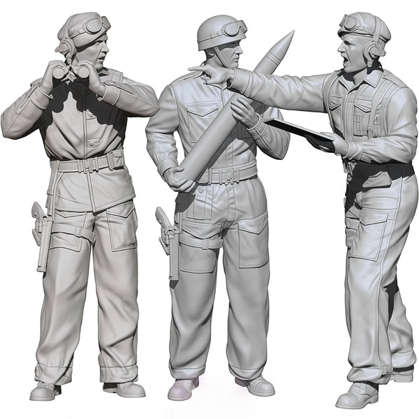 1/35 WWII British Desert Infantry with Entrenching Tool, 3 Figures, Resin Model Figure Kit, Unassembled and Unpainted