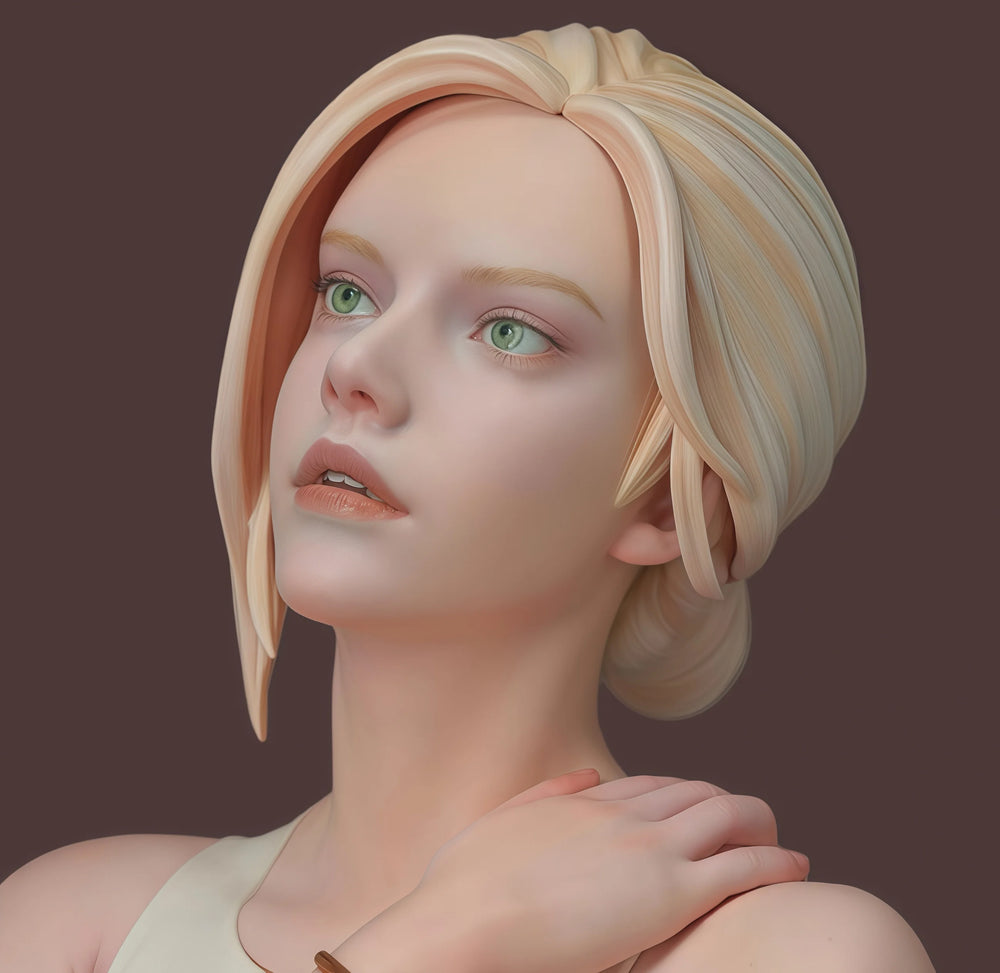 1/6 Female Portrait, Resin Model Bust Kit, Anime Theme, Unassembled and Unpainted