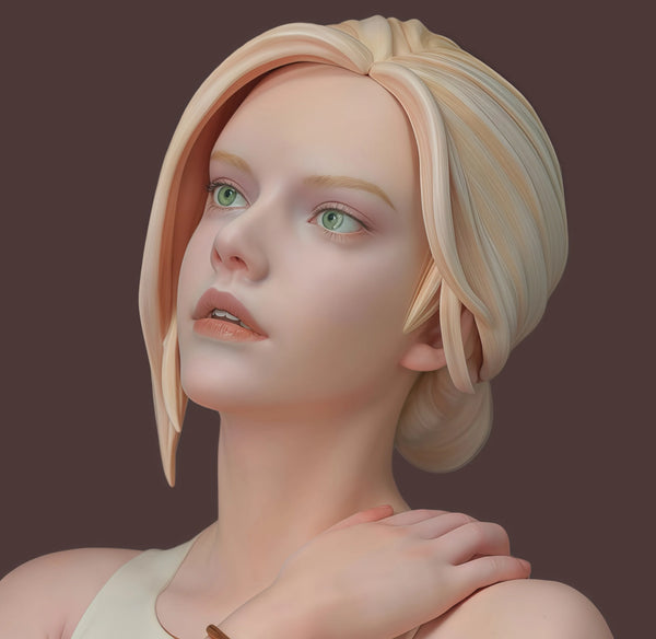 1/6 Female Portrait, Resin Model Bust Kit, Anime Theme, Unassembled and Unpainted