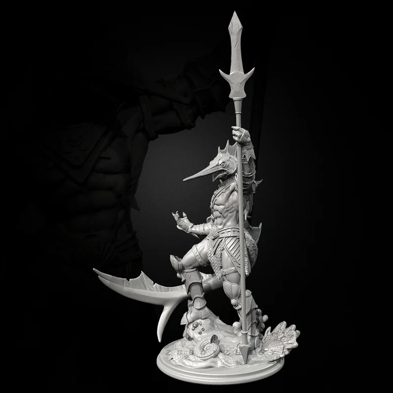75mm Horned Demon Warrior with Spear, Resin Model Figure Kit, Fantasy Theme, Unassembled and Unpainted