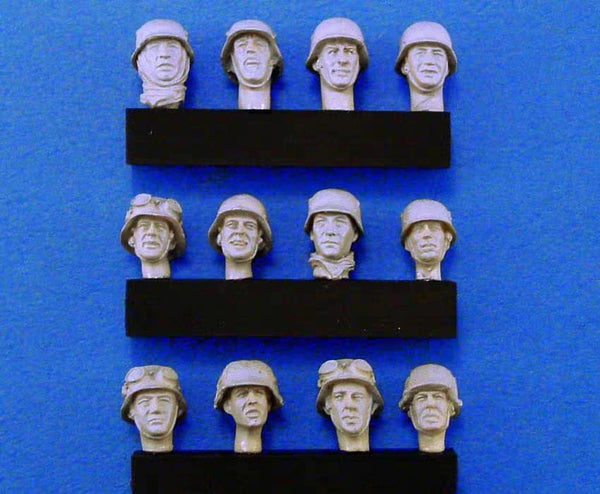 1/35 WWII Infantry Heads in Brodie Helmets, 12 Figures, Resin Model Figure Kit, Unassembled and Unpainted