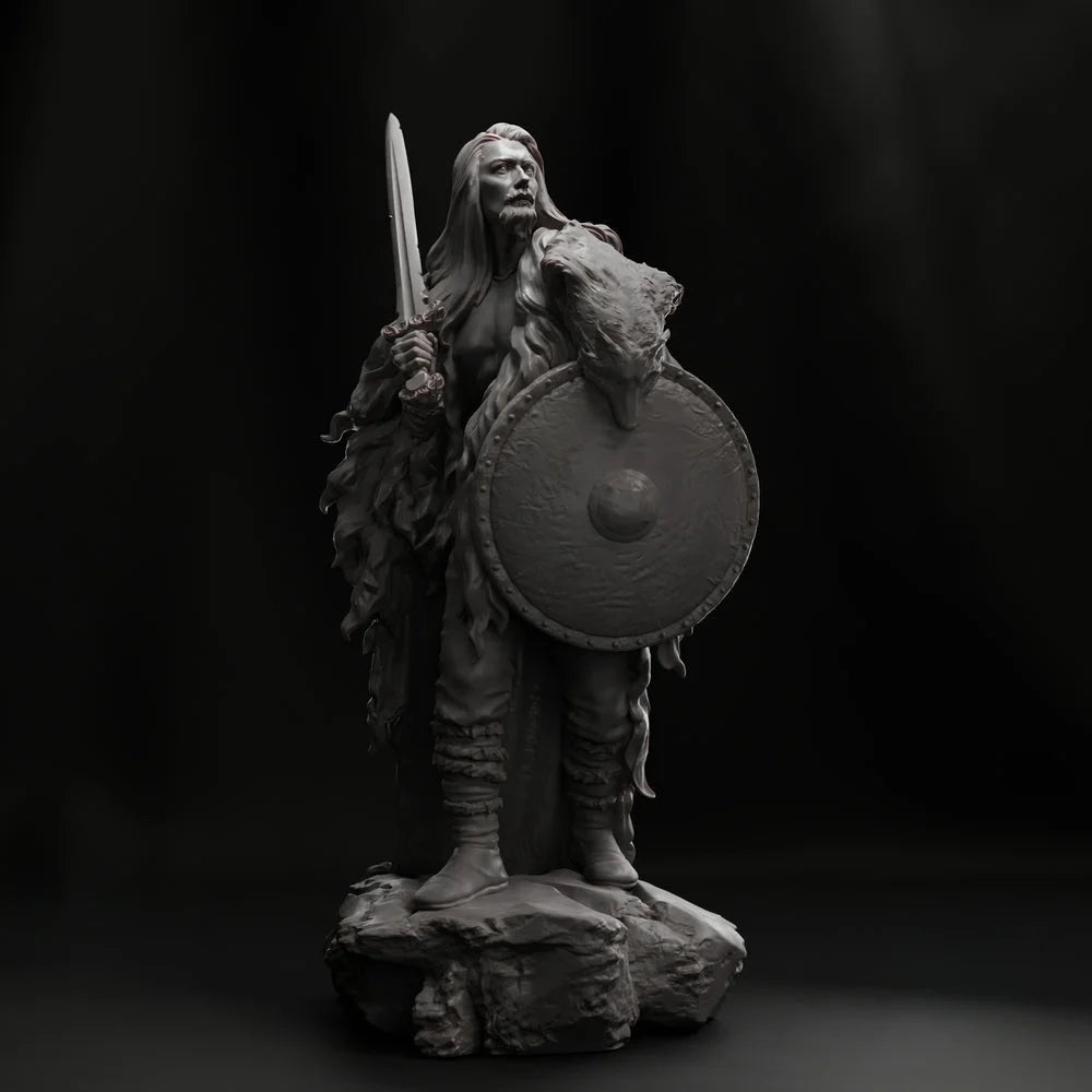 1/24 Horned Orc Warrior with Battle Axe, Resin Model Figure Kit, Fantasy Theme, Unassembled and Unpainted
