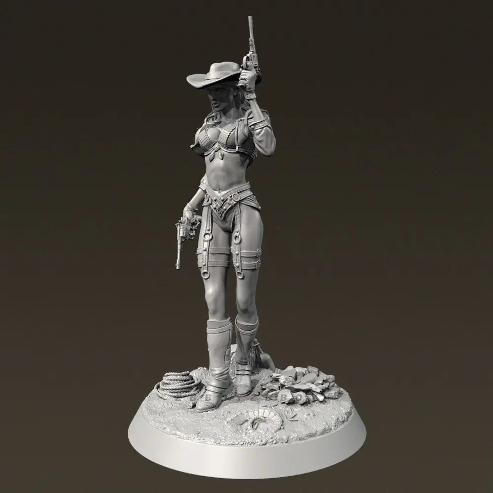 38mm Western Cowgirl, Resin Model Figure Kit, Unassembled and Unpainted