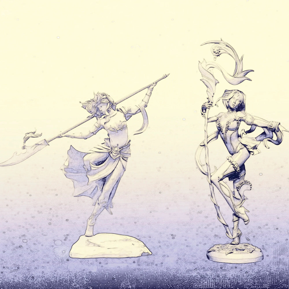 1/24 Warrior Lunging with Glaive and Cape, Resin Model Figure Kit, Fantasy Theme, Unassembled and Unpainted