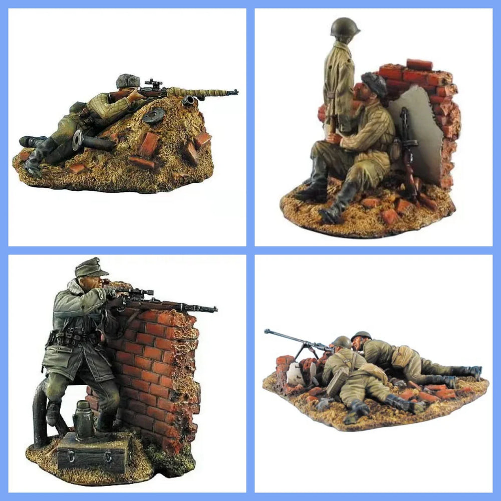 1/35 WWII German Prone Shooter with Infantry Squad, 6 Figures, Resin Model Figure Kit, Unassembled and Unpainted