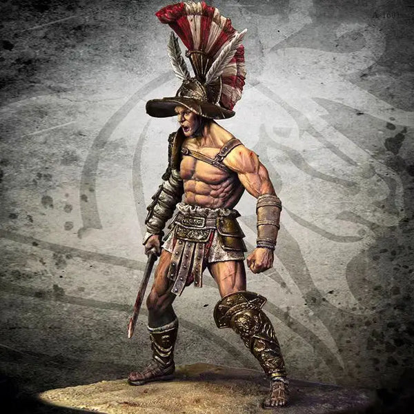 1/24 Gladiator with Red Feathered Headdress, Resin Model Figure Kit, Fantasy Theme, Unassembled and Unpainted