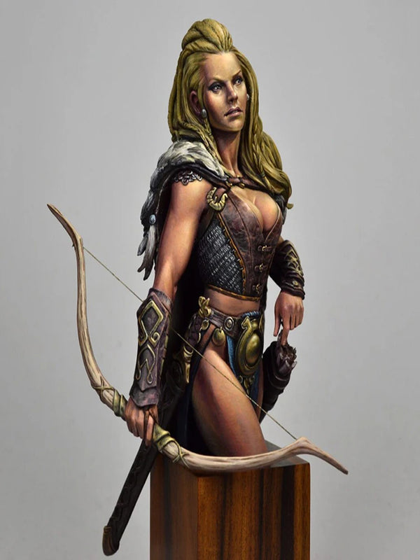 1/10 Medieval Female Warrior Archer, Resin Model Bust Kit, Unassembled and Unpainted