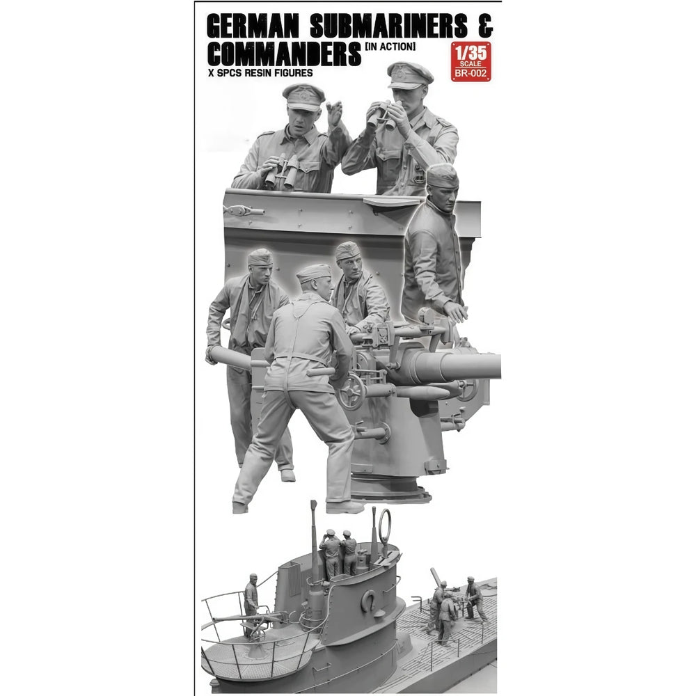 1/35 WWII German U-Boat, 6 Figures, Resin Model Ship Kit, Unassembled and Unpainted