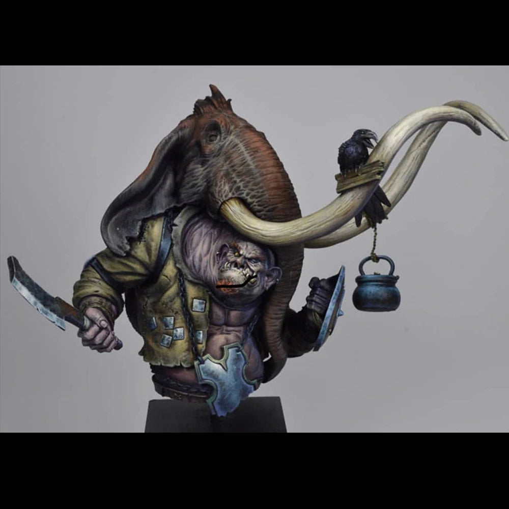 Bograth the Hunter Elephant Warrior, Resin Model Bust Kit, Fantasy Theme, Unassembled and Unpainted