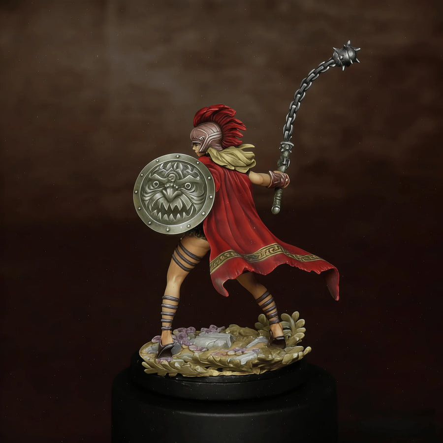 Fantasy Female Gladiator Warrior with Chain Flail 40mm Resin Figure - resin model view 2