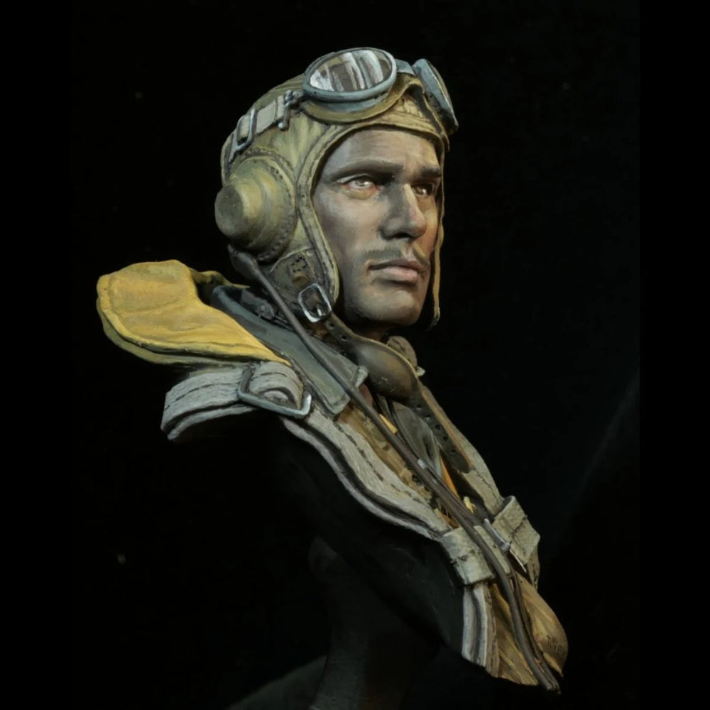 1/10 WWII U.S. Navy Pilot, Resin Model Bust Kit, Unassembled and Unpainted