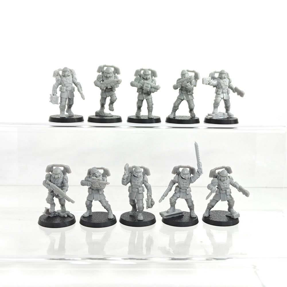 25mm Powered Armor Soldiers, 10 Figures, Resin Model Figure Kit, Sci-Fi Theme, Unassembled and Unpainted
