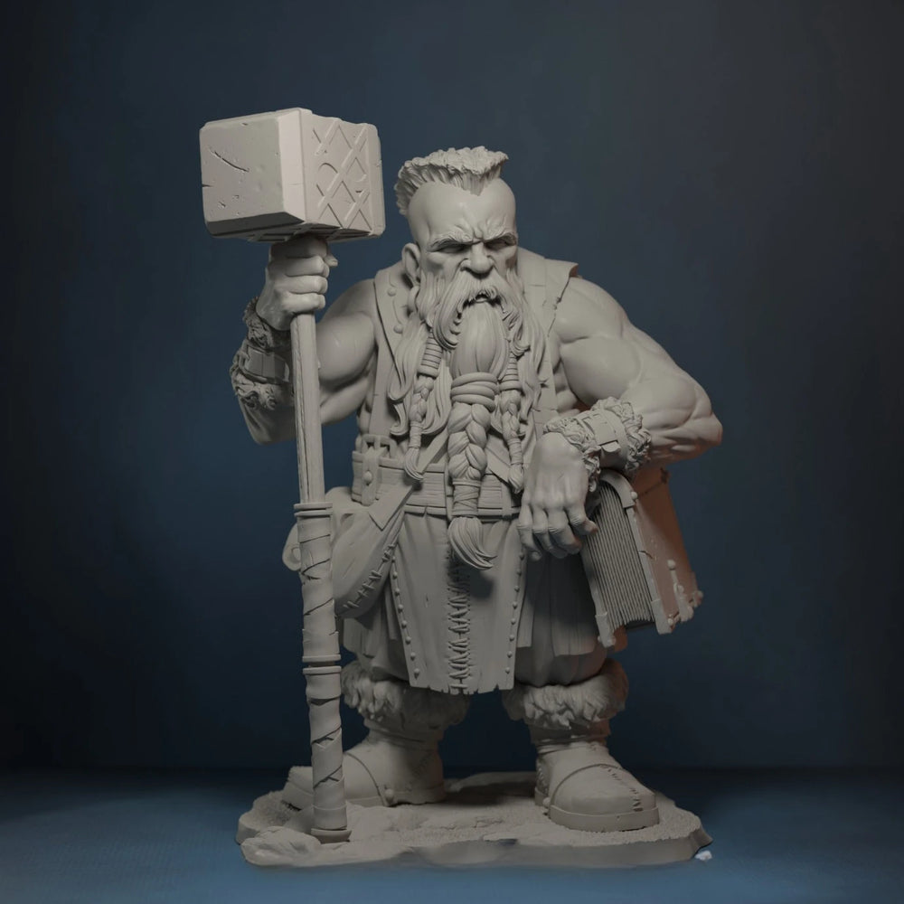 1/24 Armored Dwarf Warrior with Battle Axe, Resin Model Figure Kit, Fantasy Theme, Unassembled and Unpainted