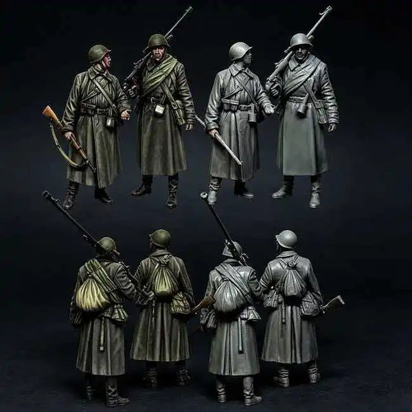 1/35 WWI Russian Civil War Infantry with Bayonetted Rifles, 8 Figures, Resin Model Figure Kit, Unassembled and Unpainted