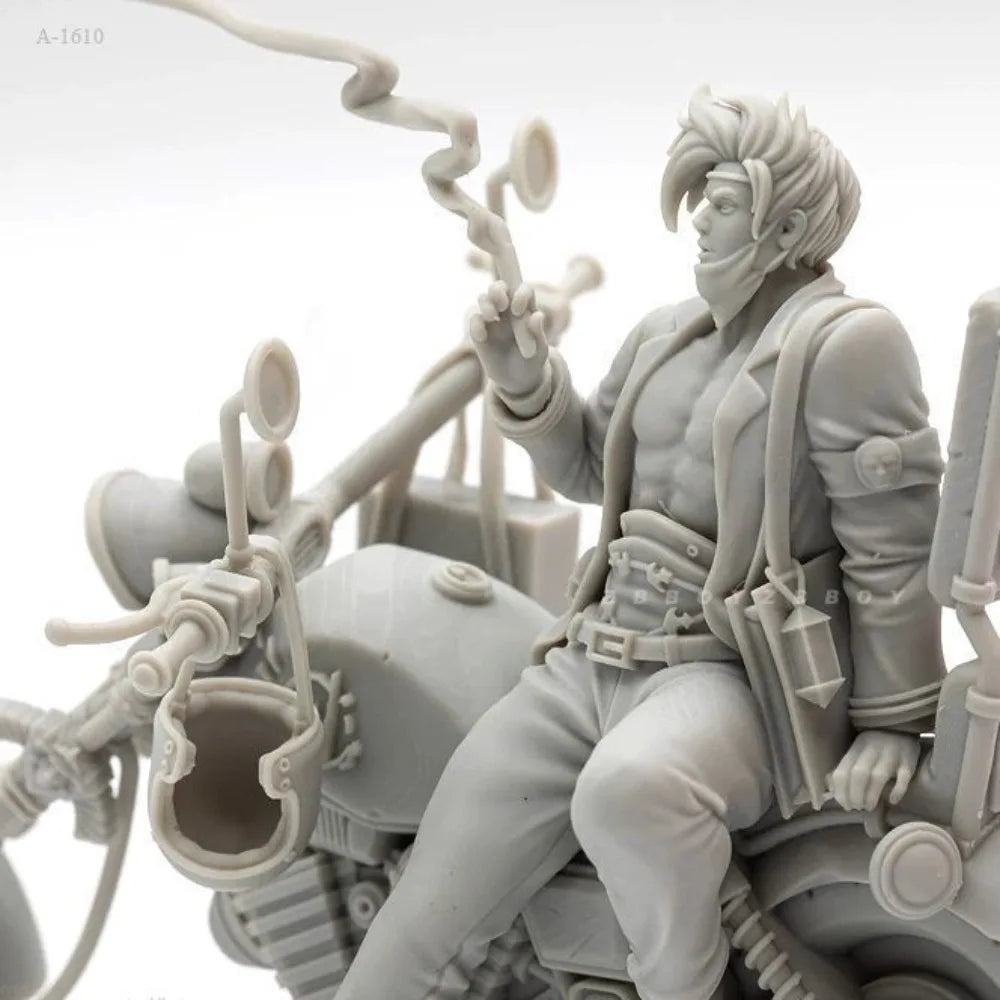 75mm Post-Apocalyptic Biker, Resin Model Figure Kit, Unassembled and Unpainted