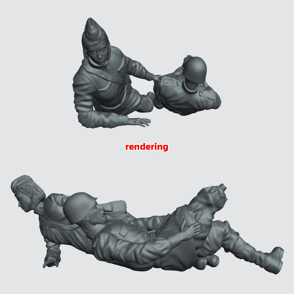 1/35 Cold War Soviet Female Soldier Rescue, 2 Figures, Resin Model Diorama Kit, Unassembled and Unpainted