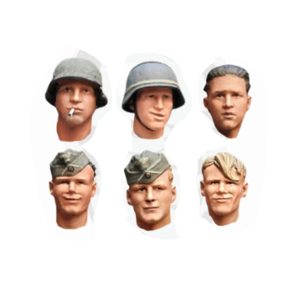 1/35 WWII Soldier Heads Set, 6 Figures, Resin Model Figure Kit, Unassembled and Unpainted