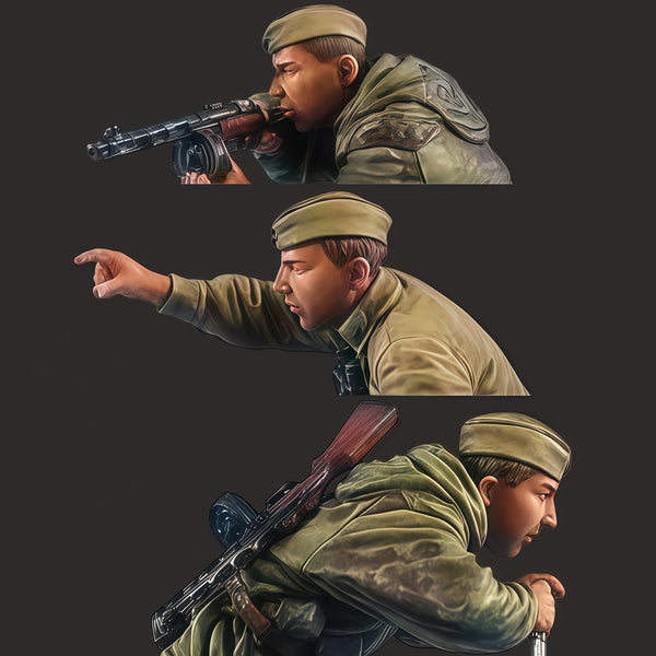 1/35 WWI British Infantry Attacking, 3 Figures, Resin Model Figure Kit, Unassembled and Unpainted