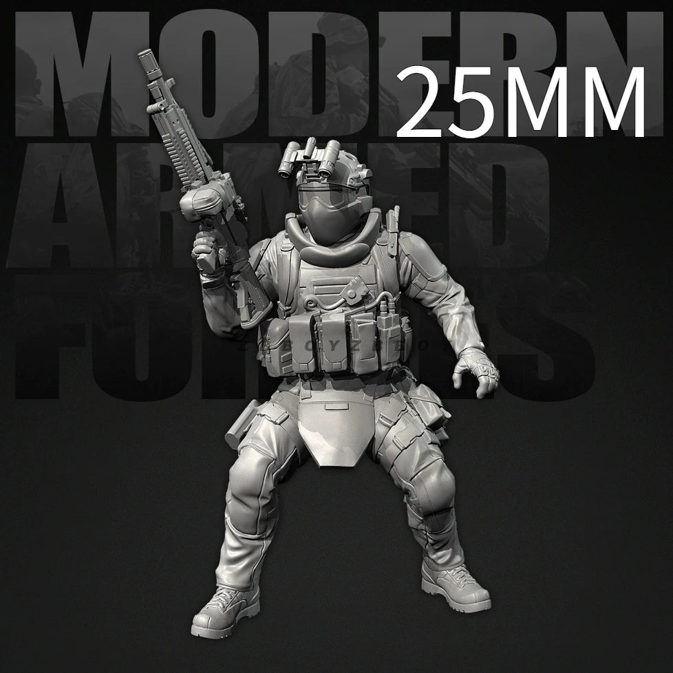 25mm Modern Tactical Operator Combat Ready, Resin Model Figure Kit, Unassembled and Unpainted
