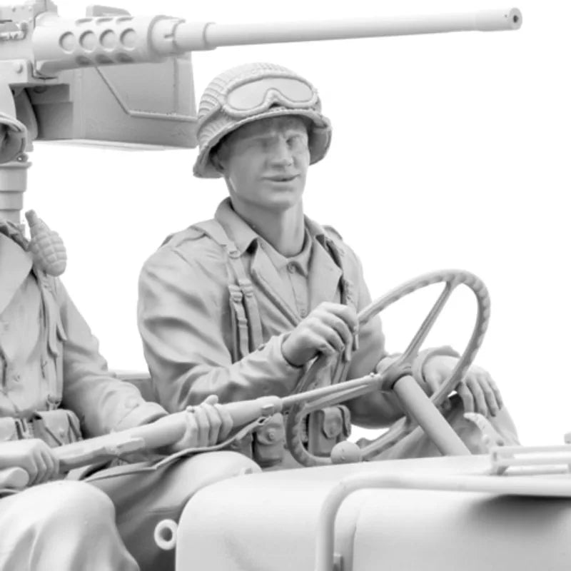 1/16 WWII US Army Truck Crew, 3 Figures, Resin Model Figure Kit, Unassembled and Unpainted
