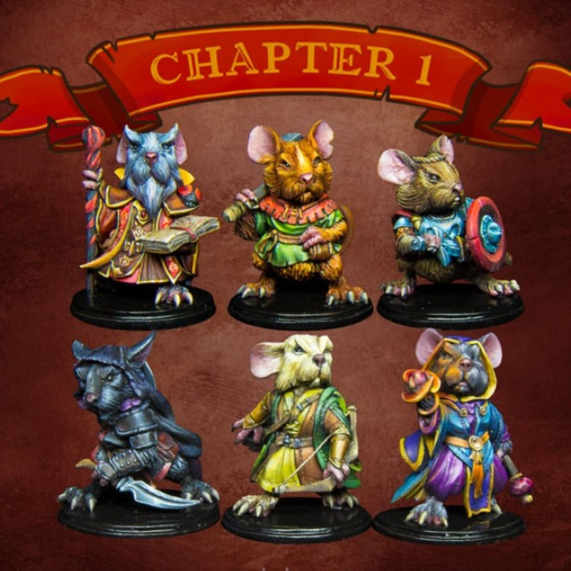 28mm Mouse Warrior Squad, 6 Figures, Resin Model Figure Kit, Fantasy Theme, Unassembled and Unpainted