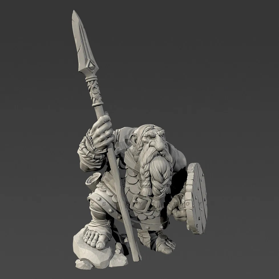 60mm Armored Dwarf with Halberd and Shield, Resin Model Figure Kit, Fantasy Theme, Unassembled and Unpainted