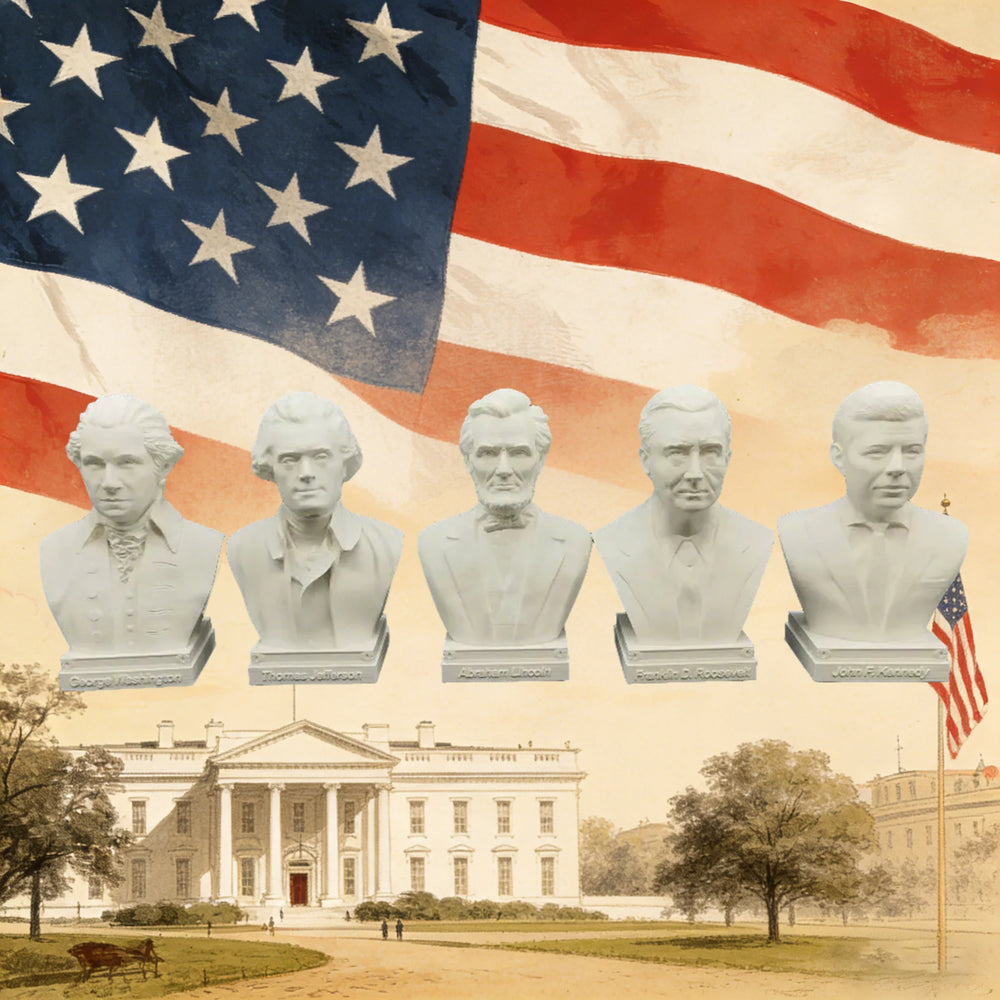 250mm US Presidents & Founding Fathers Busts, 5 Figures, Resin Model Bust Kit, Historical Theme, Unassembled and Unpainted
