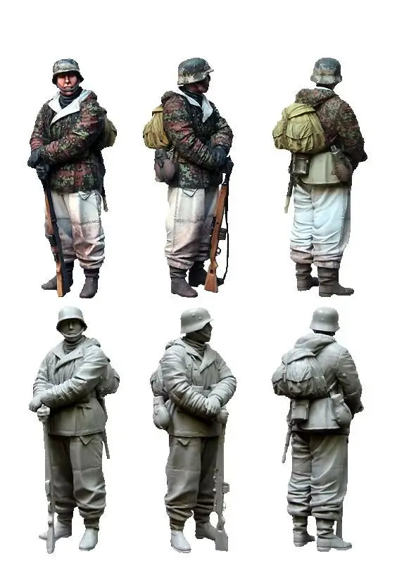 1/35 WWII German Infantry in Winter Camouflage, 6 Figures, Resin Model Figure Kit, Unassembled and Unpainted