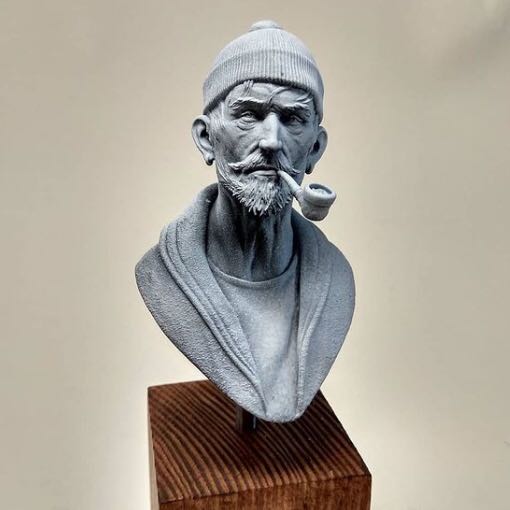 1/9 Old Man Smoking Pipe, Resin Model Bust Kit, Historical Theme, Unassembled and Unpainted