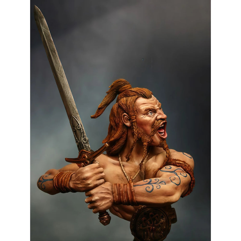 1/9 Ancient Celtic Warrior, Resin Model Bust Kit, Unassembled and Unpainted