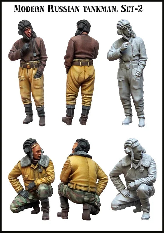 1/35 Modern Russian Tank Crew in Yellow Gear, 6 Figures, Resin Model Figure Kit, Unassembled and Unpainted