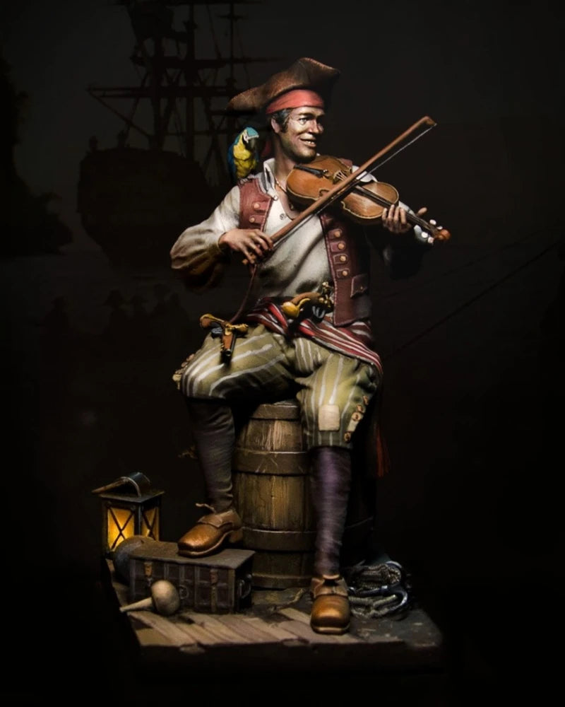 1/24 Pirate Musician with Violin, Resin Model Figure Kit, Historical Theme, Unassembled and Unpainted