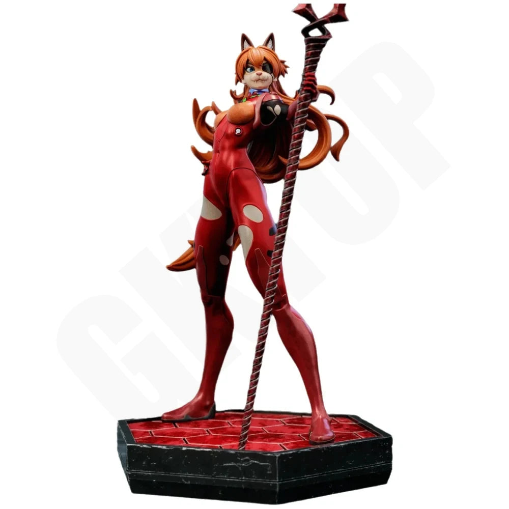 1/24 Red Demon Warrior with Staff, Resin Model Figure Kit, Fantasy Theme, Unassembled and Unpainted