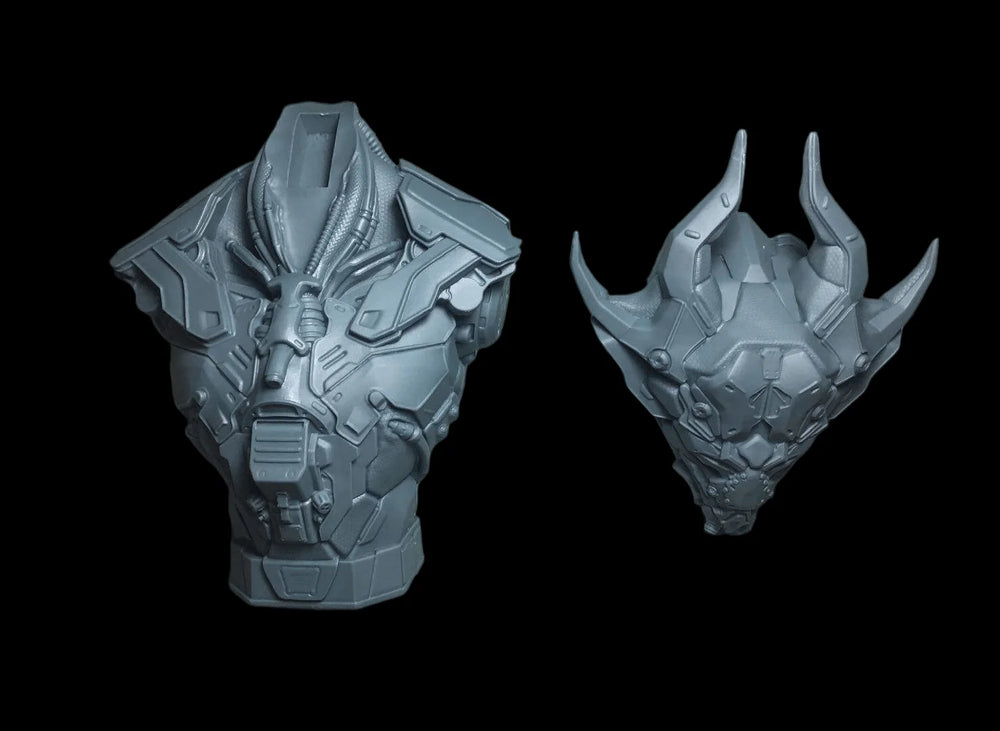 1/10 Armored Warrior, Resin Model Bust Kit, Sci-Fi Theme, Unassembled and Unpainted