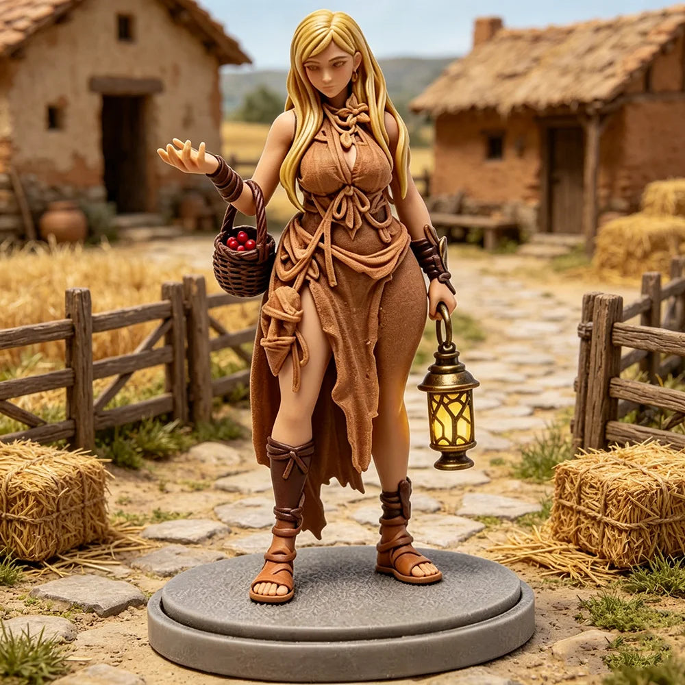 45mm Medieval Female Villager, Resin Model Figure Kit, Unassembled and Unpainted
