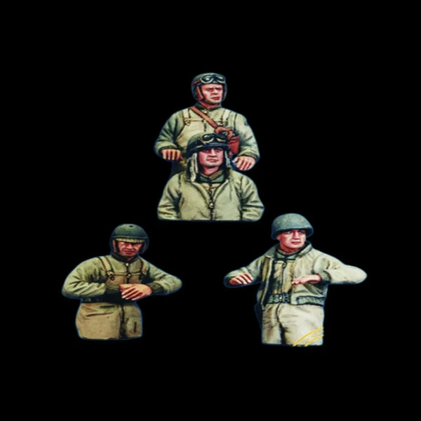 1/35 WWII Soviet Infantry Budenovka Busts, 3 Figures, Resin Model Figure Kit, Unassembled and Unpainted