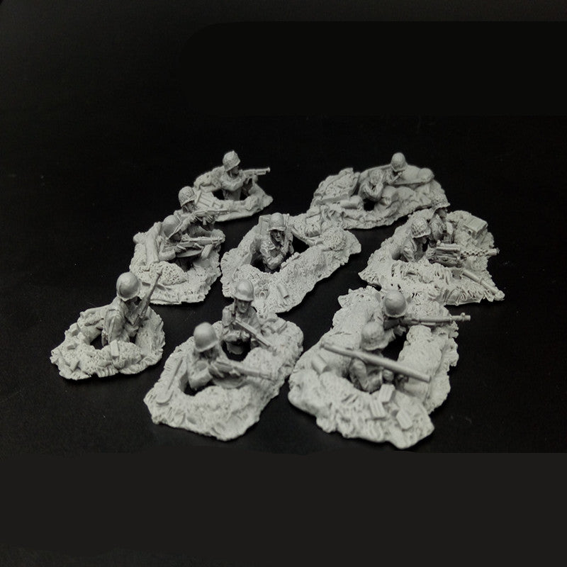 1/72 WWI US Infantry Trench Combat Squad, 9 Figures, Resin Model Figure Kit, Unassembled and Unpainted