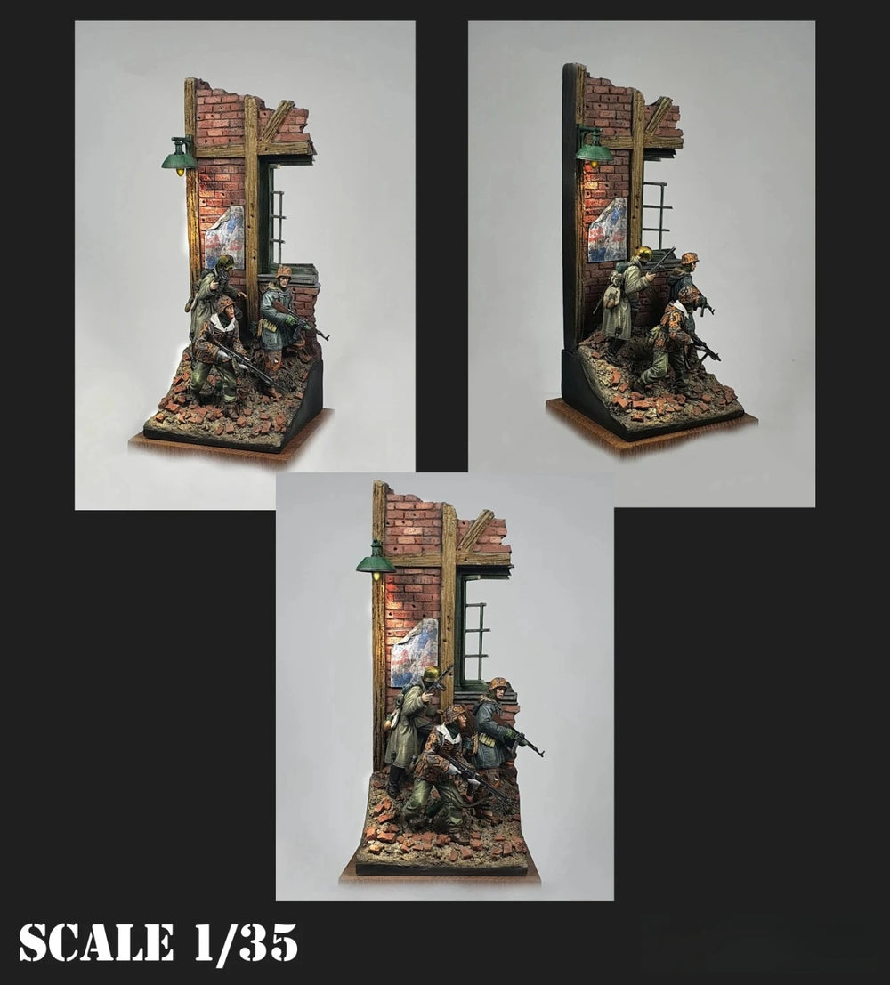 1/35 WWII Military Fortification, 5 Figures, Resin Model Figure Kit, Unassembled and Unpainted