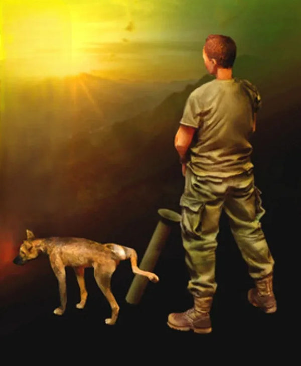 1/35 Modern Soldier with Dog Handler, Resin Model Figure Kit, Unassembled and Unpainted
