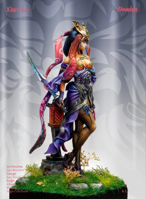 75mm Female Armored Warrior, Resin Model Figure Kit, Fantasy Theme, Unassembled and Unpainted