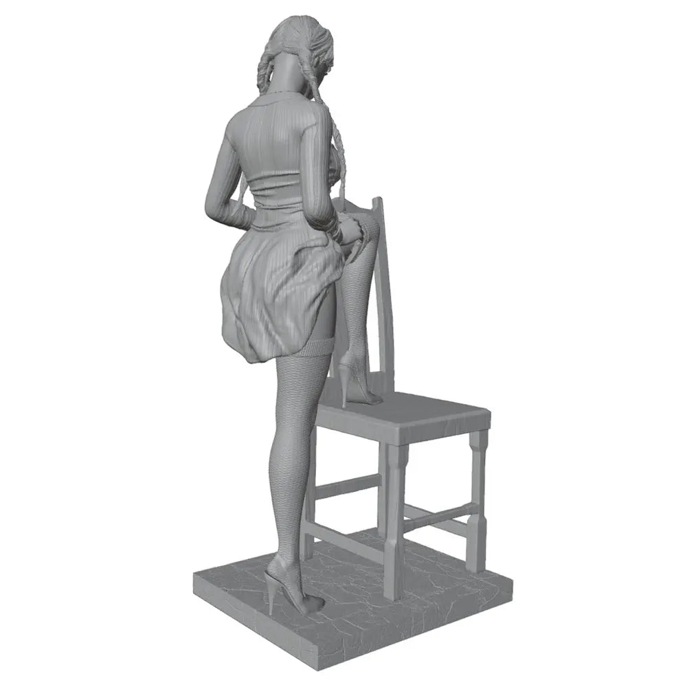 75mm Pin-up Female on Chair, Resin Model Figure Kit, Unassembled and Unpainted
