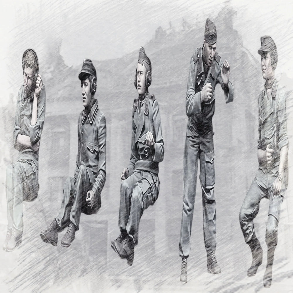 1/35 Modern Tank Crew Squad, 6 Figures, Resin Model Figure Kit, Unassembled and Unpainted