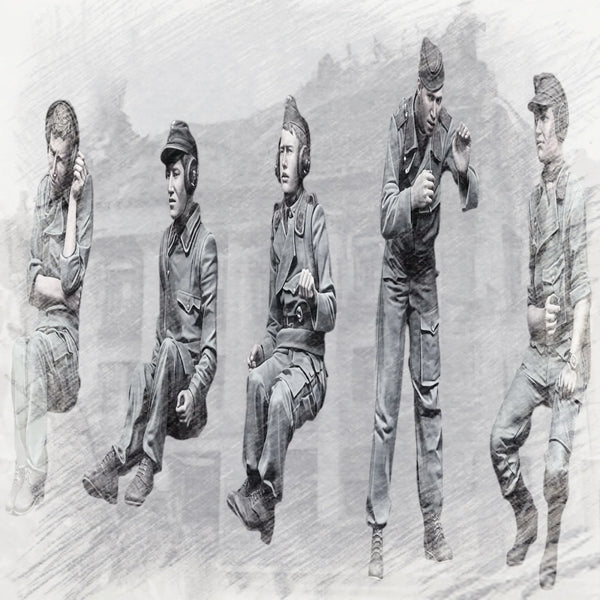1/35 Modern Tank Crew Squad, 6 Figures, Resin Model Figure Kit, Unassembled and Unpainted