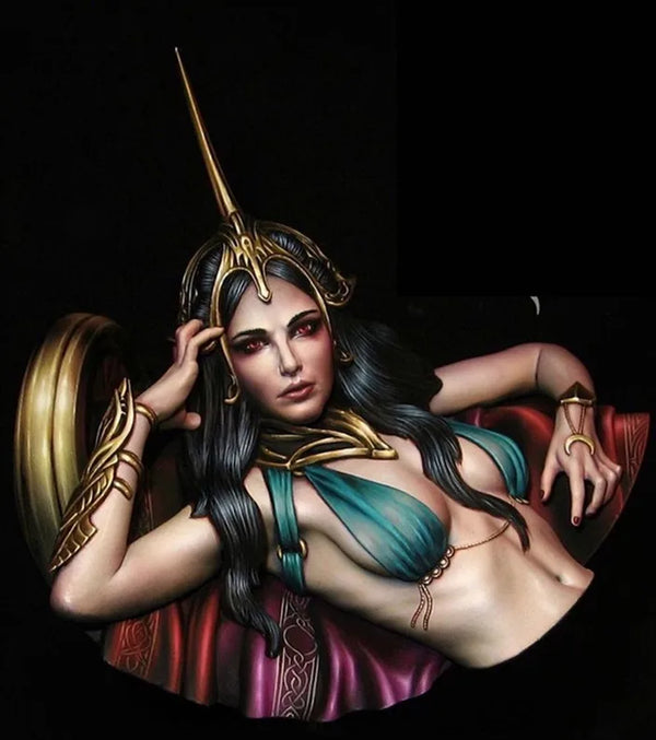 1/10 Dark Elf Sorceress in Spiked Crown, Resin Model Bust Kit, Fantasy Theme, Unassembled and Unpainted