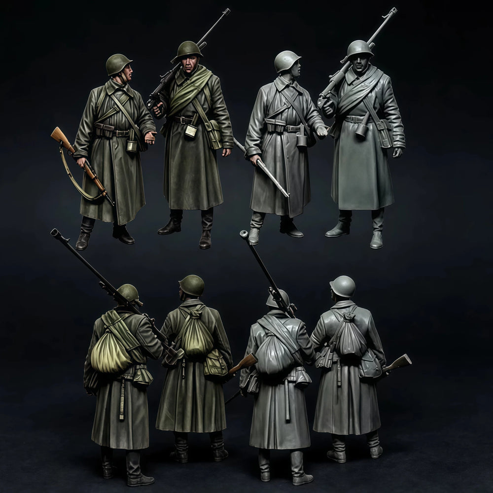 1/35 WWI German and Allied Infantry Squad, 8 Figures, Resin Model Figure Kit, Unassembled and Unpainted