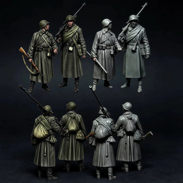 1/35 WWI German and Allied Infantry Squad, 8 Figures, Resin Model Figure Kit, Unassembled and Unpainted