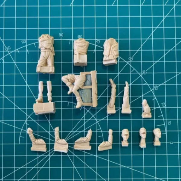 1/35 WWII German Tank Crew with Bunker, 3 Figures, Resin Model Figure Kit, Unassembled and Unpainted