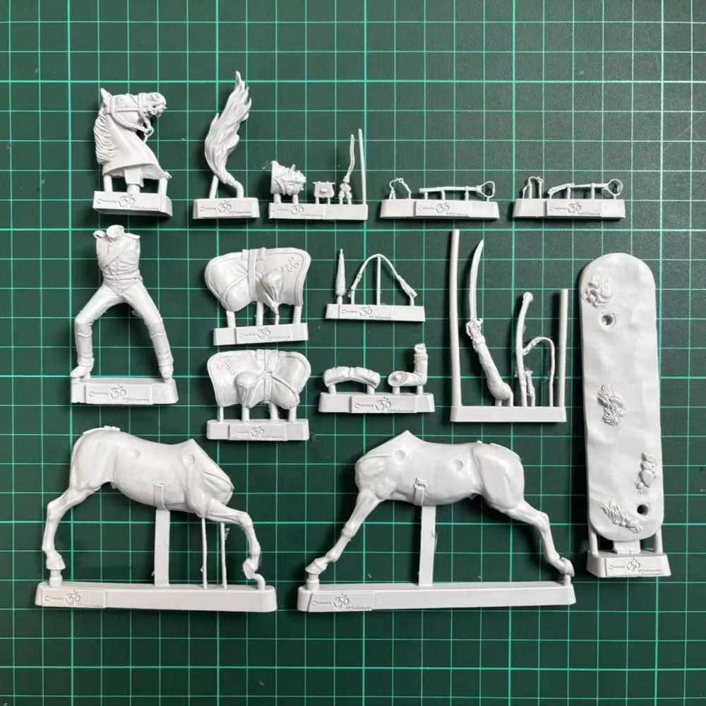 54mm Napoleonic Russian Cavalry Hunter, Resin Model Figure Kit, Unassembled and Unpainted