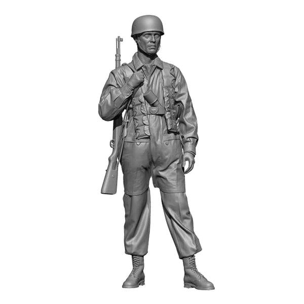 1/16 WWII US Infantry Advancing with Rifle and Helmet Goggles, Resin Model Figure Kit, Unassembled and Unpainted