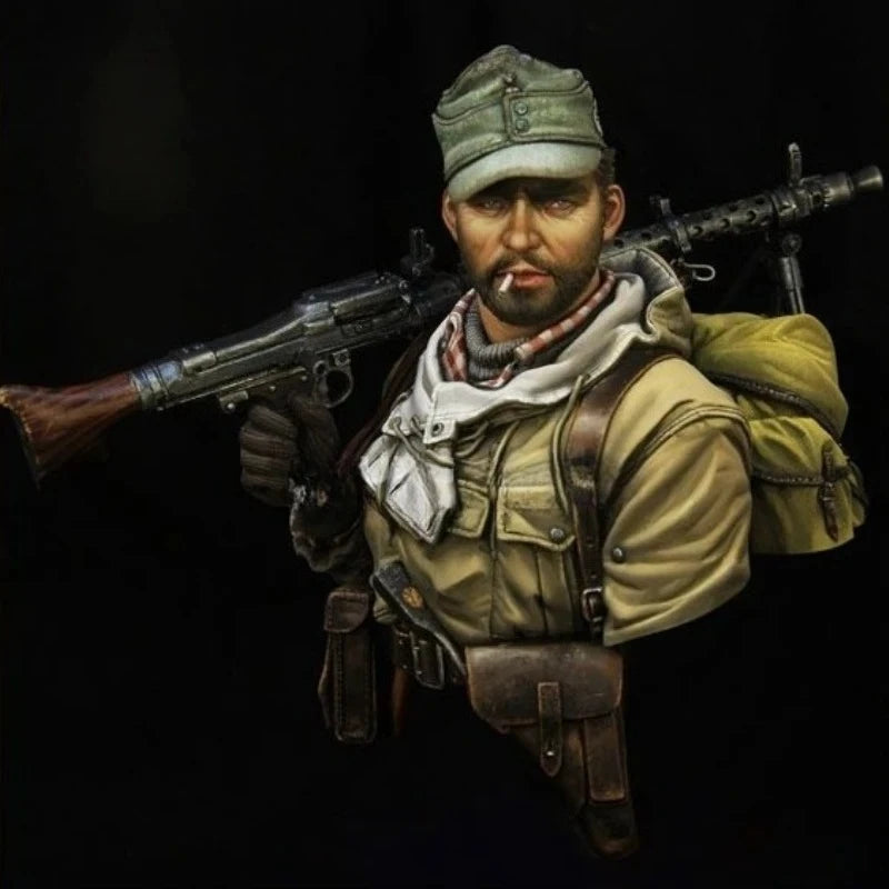 1/10 WWII German Army Mountain Hunter, Resin Model Bust Kit, Unassembled and Unpainted